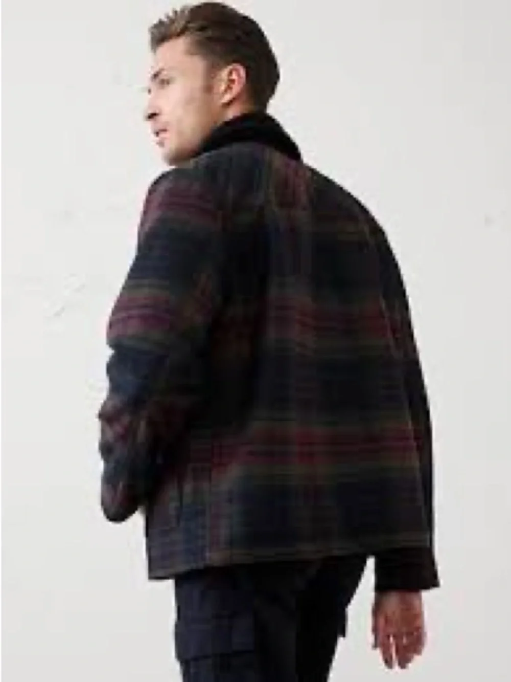 Banana Republic Men’s Plaid Field Jacket with Sherpa Collar Flannel Small